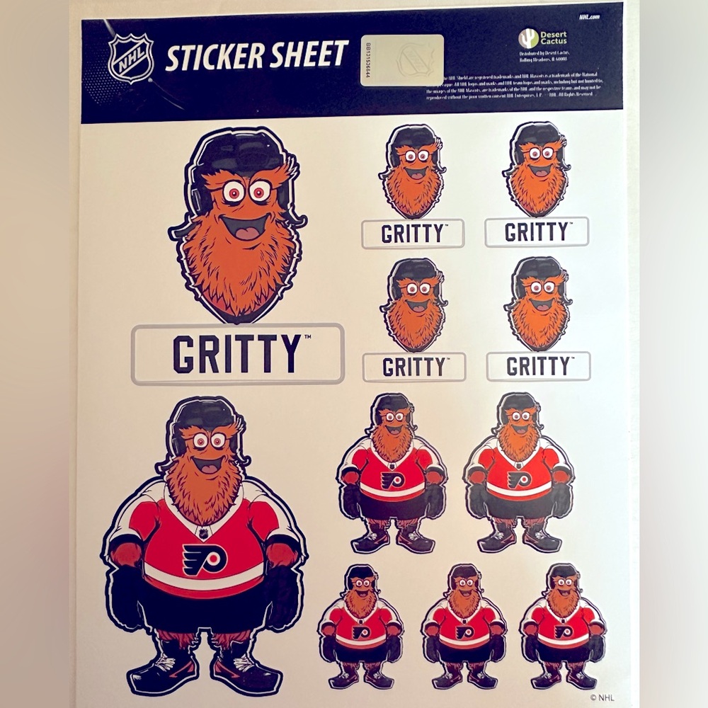 Philadelphia Flyers Stickers Gritty Mascot NHL NHL Vinyl Decal-1 sheet 11 sticke